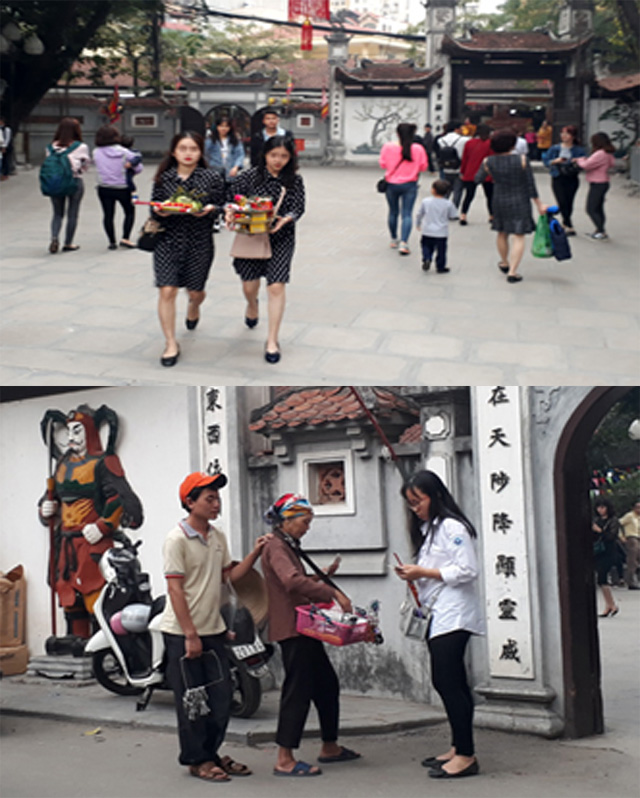 Giới trẻ nô nức đến chùa Hà cầu duyên, lò đốt vàng mã rừng rực lửa